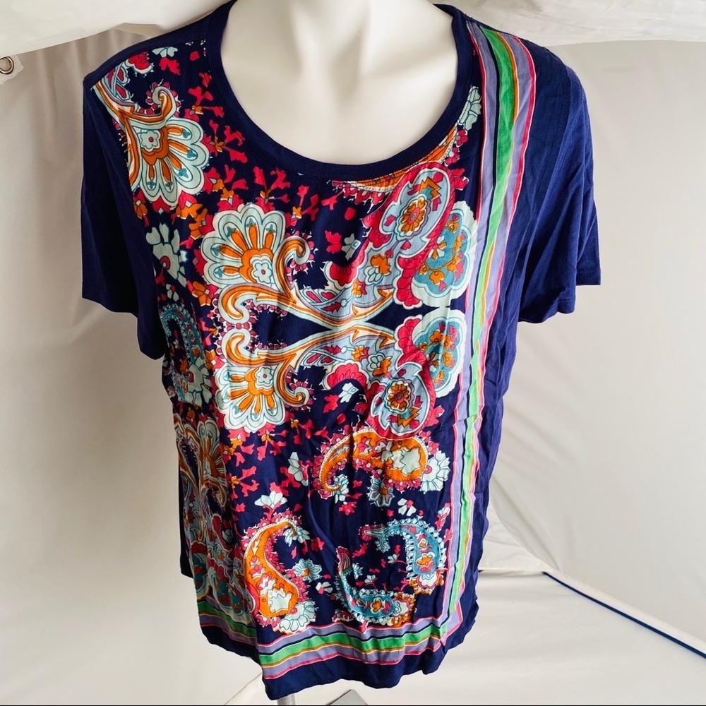Anthropologie Maeve violet multicolor paisley scarf blouse L
